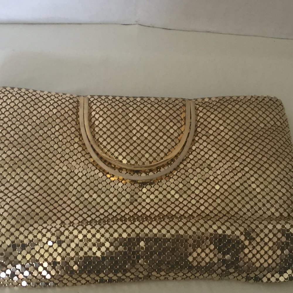 #417 Y&S gold metallic clutch handbag